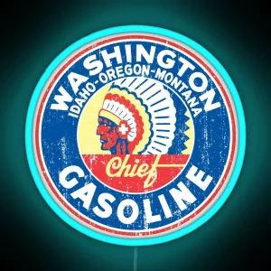 Chief Gasoline Washington RGB Neon Sign