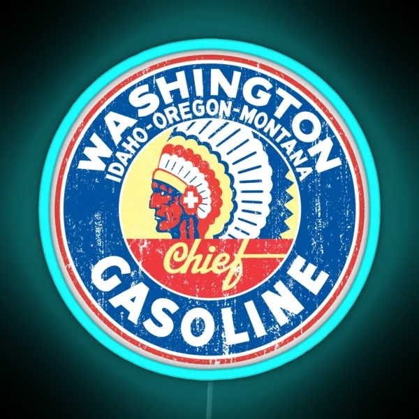 Chief Gasoline Washington RGB Neon Sign