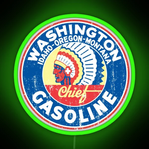 Chief Gasoline Washington RGB Neon Sign
