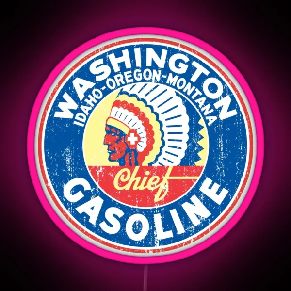 Chief Gasoline Washington RGB Neon Sign