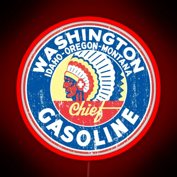 Chief Gasoline Washington RGB Neon Sign