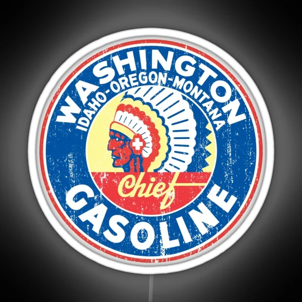 Chief Gasoline Washington RGB Neon Sign
