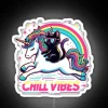 Chill Vibes Chill Cat And Unicorn Adventure RGB Neon Sign