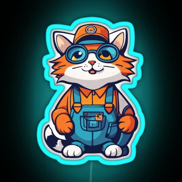 Chilled Working Cat RGB Neon Sign