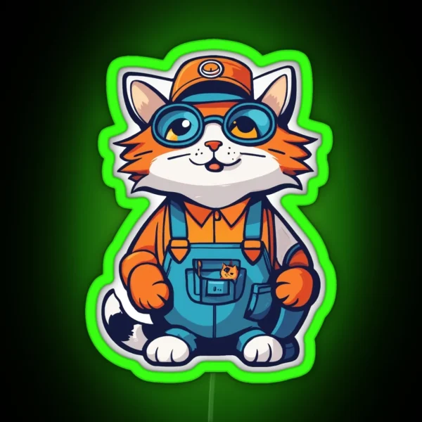 Chilled Working Cat RGB Neon Sign
