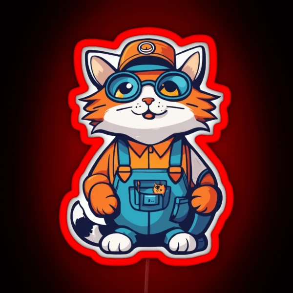 Chilled Working Cat RGB Neon Sign