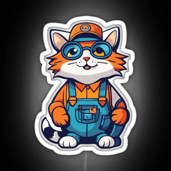 Chilled Working Cat RGB Neon Sign