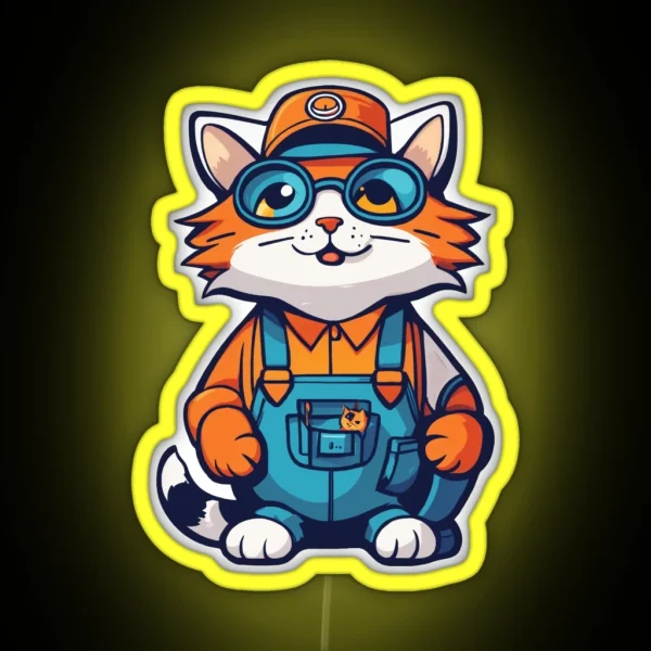 Chilled Working Cat RGB Neon Sign