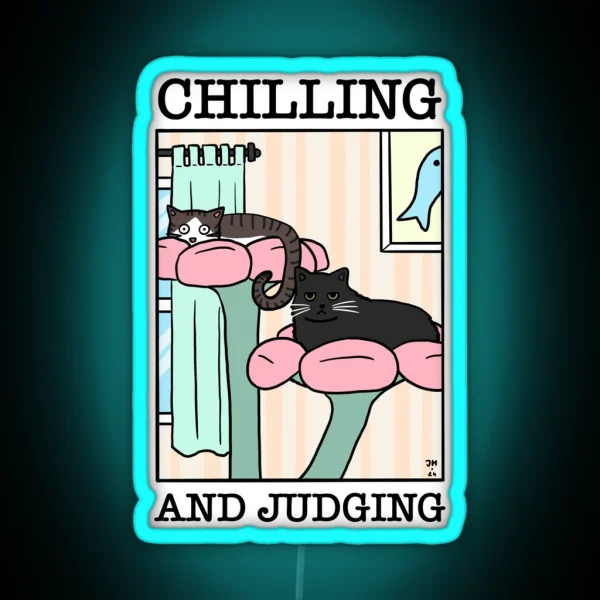 Chilling And Judging RGB Neon Sign