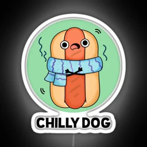 Chilly Dog Funny Chili Hot Dog Puns RGB Neon Sign