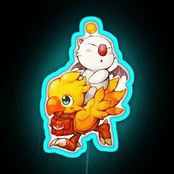 Chocobo And Moogle Final Fantasy RGB Neon Sign