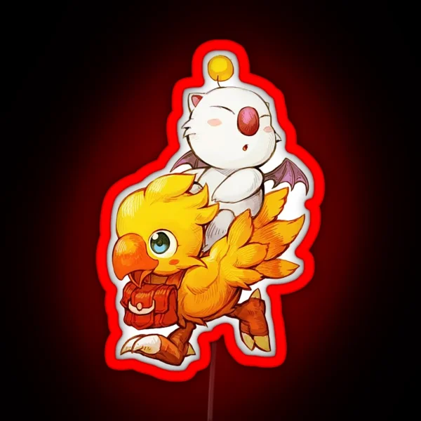 Chocobo And Moogle Final Fantasy RGB Neon Sign