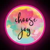 Choose Joy Calligraphy Pink Teal And Yellow Watercolor Circle RGB Neon Sign - Image 6
