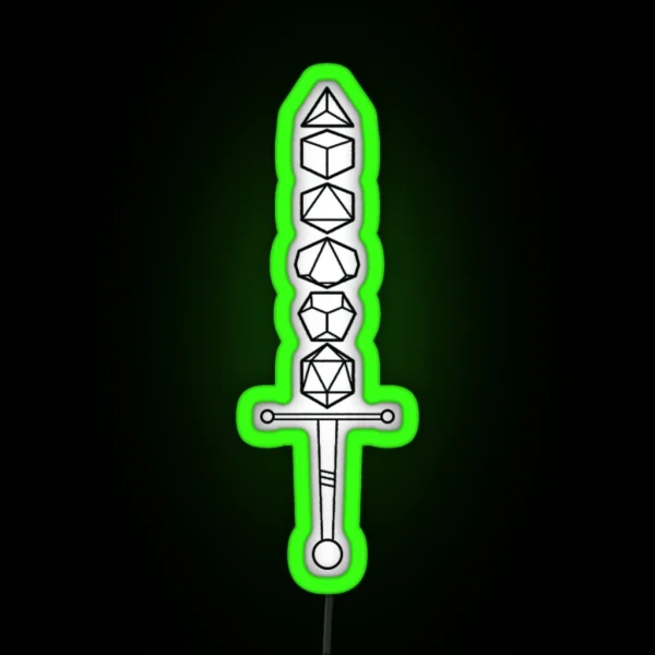 Choose Your Weapon Dark Dice Sword RGB Neon Sign