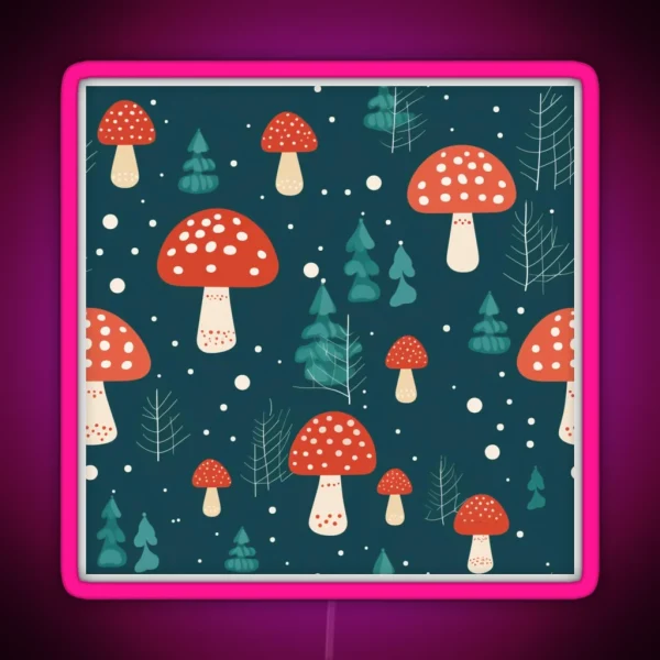 Christmas Amanita Mushrooms RGB Neon Sign