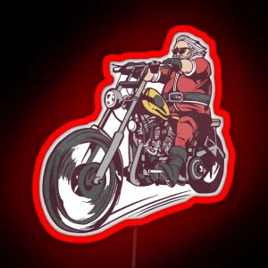 Christmas Biker Biker Santa RGB Neon Sign