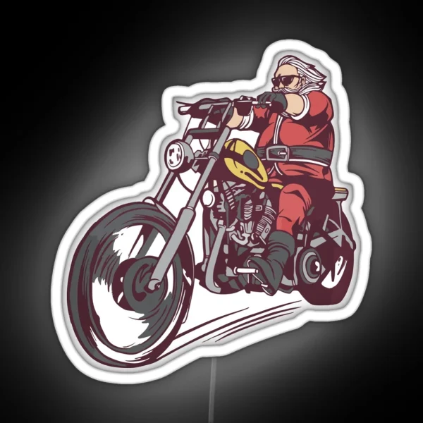 Christmas Biker Biker Santa RGB Neon Sign
