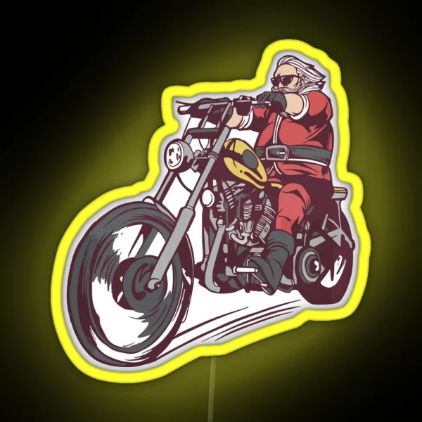Christmas Biker Biker Santa RGB Neon Sign