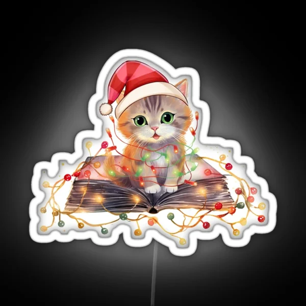 Christmas Cats And Books RGB Neon Sign