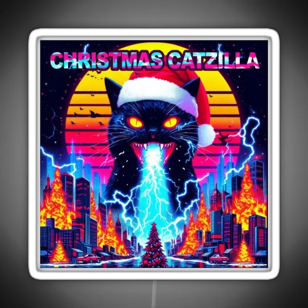 Christmas Catzilla RGB Neon Sign