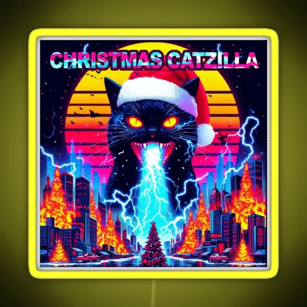 Christmas Catzilla RGB Neon Sign