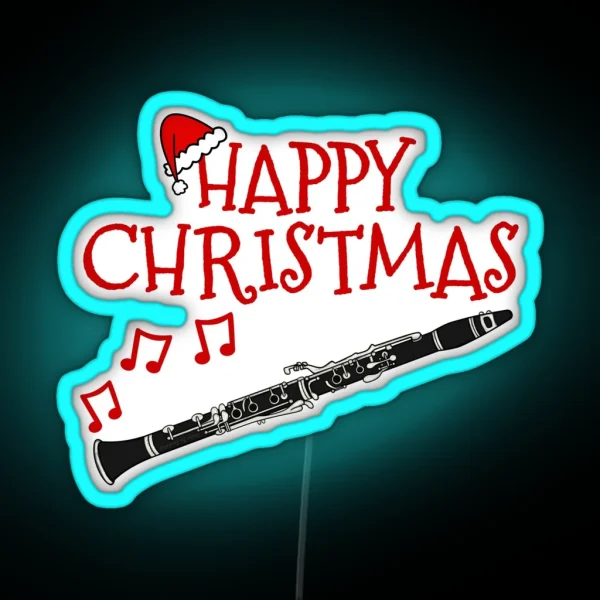 Christmas Clarinet Clarinetist Musician Santa Hat Xmas 2022 RGB Neon Sign