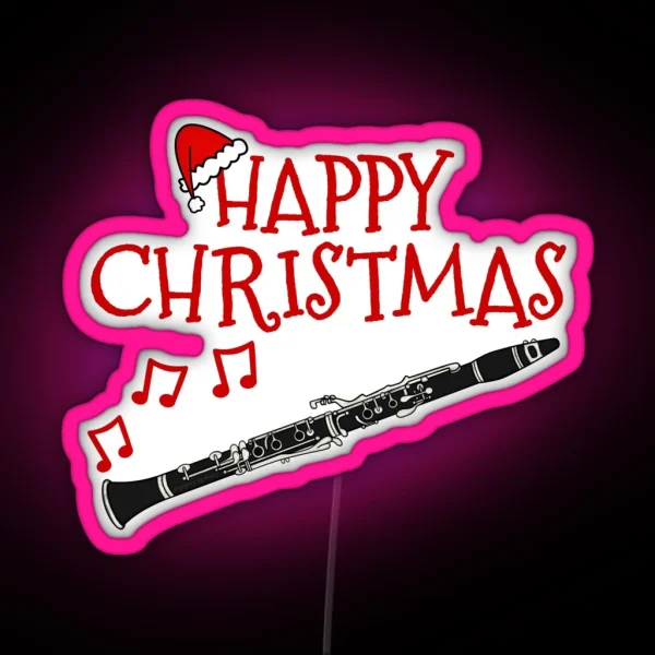 Christmas Clarinet Clarinetist Musician Santa Hat Xmas 2022 RGB Neon Sign