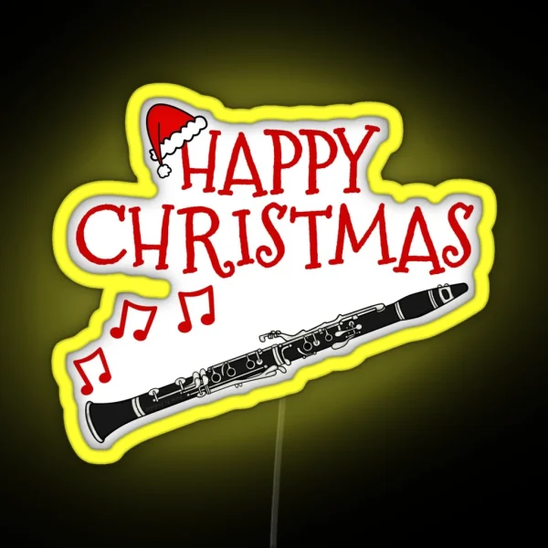 Christmas Clarinet Clarinetist Musician Santa Hat Xmas 2022 RGB Neon Sign