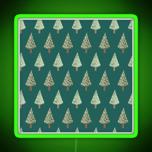 Christmas Festive Seasonal Pine Fir Trees RGB Neon Sign