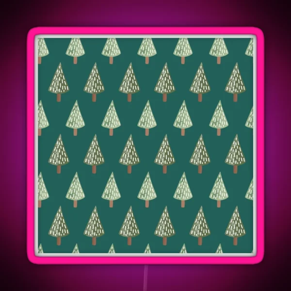 Christmas Festive Seasonal Pine Fir Trees RGB Neon Sign