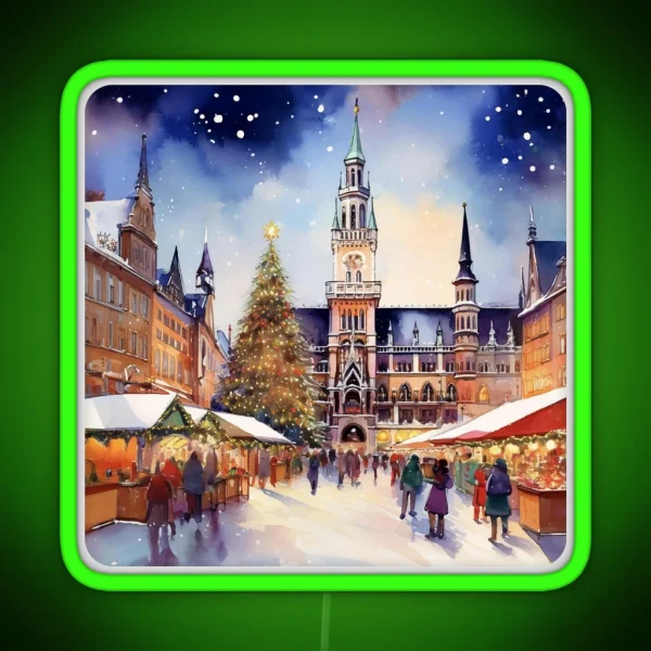 Christmas In Munich Marienplatz Germany RGB Neon Sign