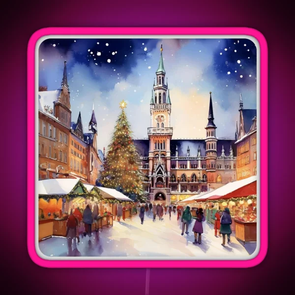 Christmas In Munich Marienplatz Germany RGB Neon Sign