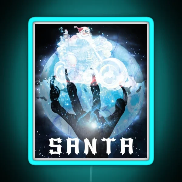 CHRISTMAS IS APPROACHING SANTA EVIL RGB Neon Sign