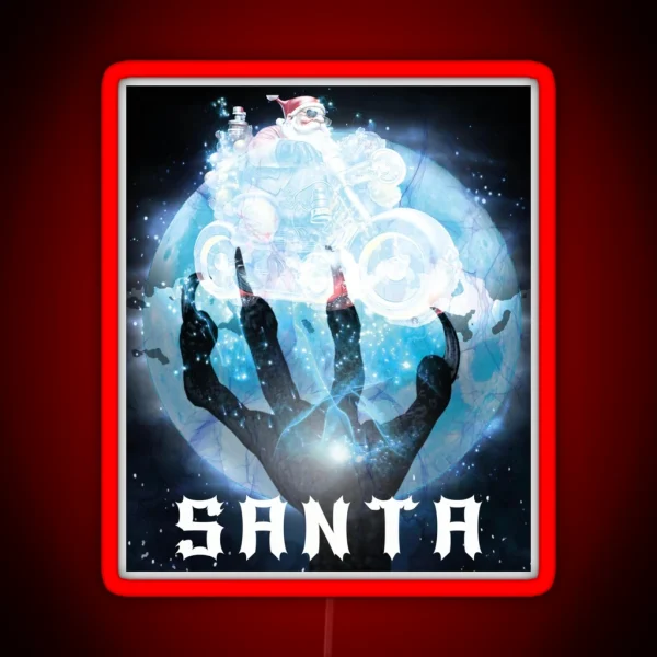 CHRISTMAS IS APPROACHING SANTA EVIL RGB Neon Sign