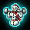 Christmas Muscle Snowman With Dumbbell RGB Neon Sign - Image 3