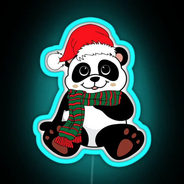 Christmas Panda Winter Vacation Animal RGB Neon Sign