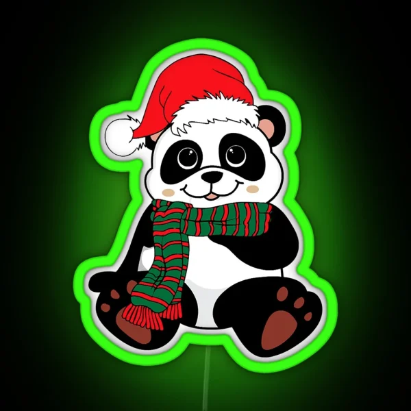 Christmas Panda Winter Vacation Animal RGB Neon Sign