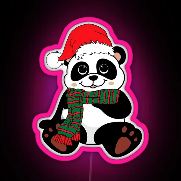 Christmas Panda Winter Vacation Animal RGB Neon Sign