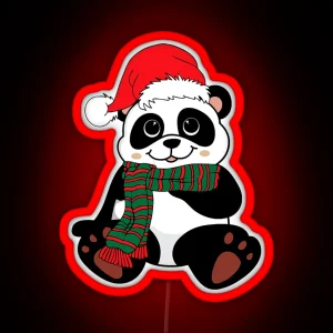 Christmas Panda Winter Vacation Animal RGB Neon Sign