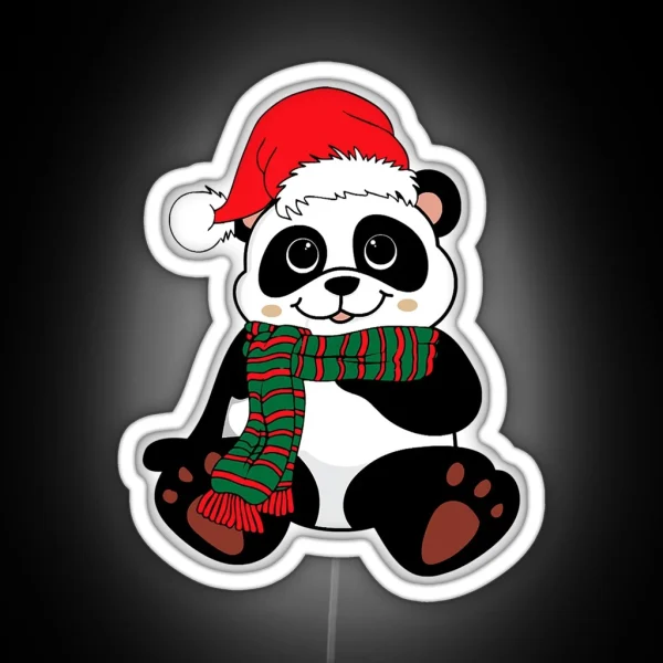 Christmas Panda Winter Vacation Animal RGB Neon Sign