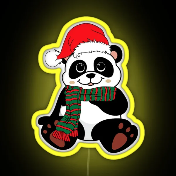 Christmas Panda Winter Vacation Animal RGB Neon Sign