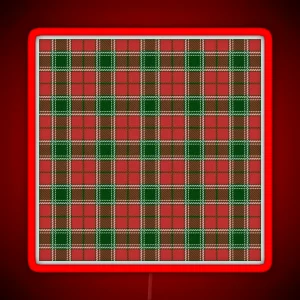 Christmas Tartan Pattern Red And Green RGB Neon Sign