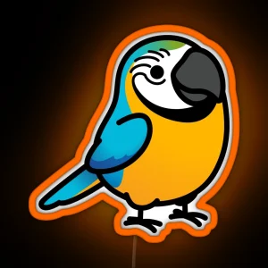 Chubby Blue And Gold Macaw RGB Neon Sign