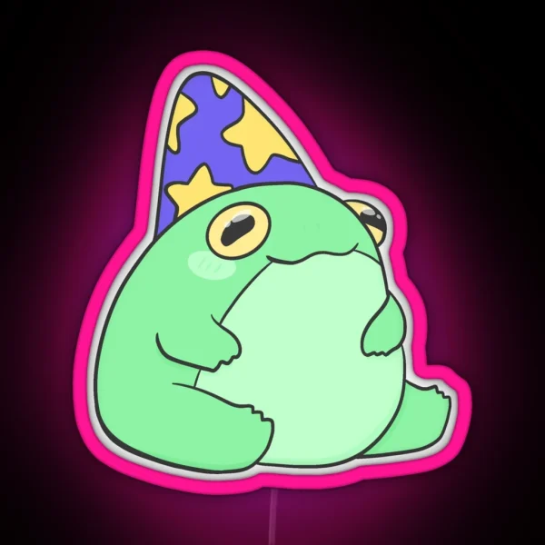 Chubby Frog Wizard RGB Neon Sign
