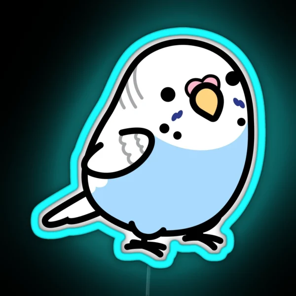 Chubby Grey Wing Blue Budgie RGB Neon Sign