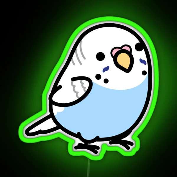 Chubby Grey Wing Blue Budgie RGB Neon Sign