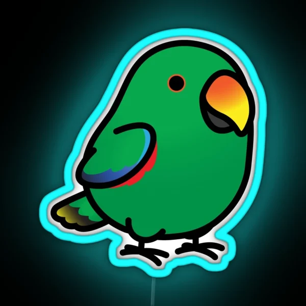 Chubby Male Eclectus Parrot RGB Neon Sign