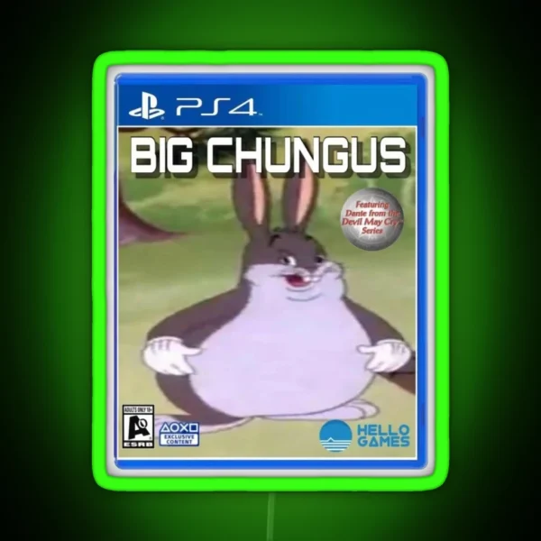 Chungus Video Game RGB Neon Sign