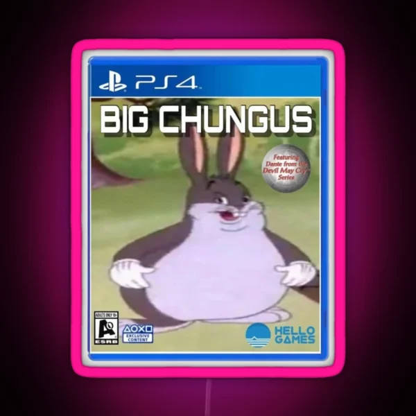 Chungus Video Game RGB Neon Sign