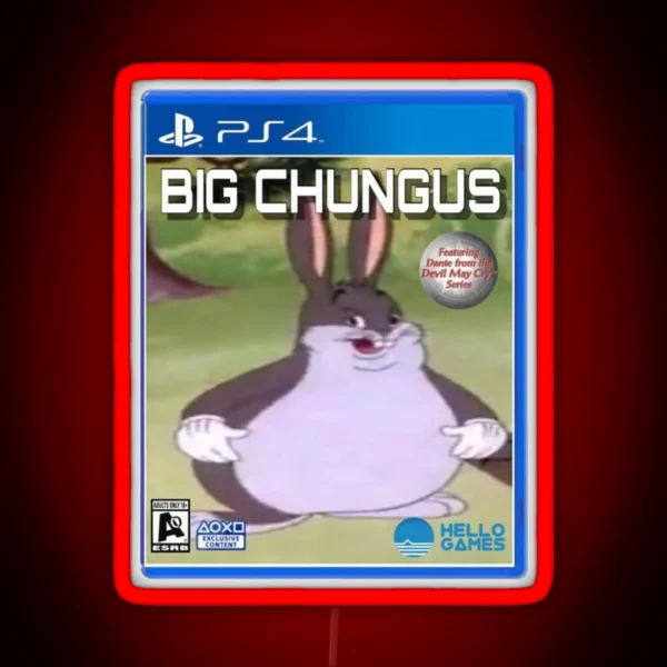 Chungus Video Game RGB Neon Sign